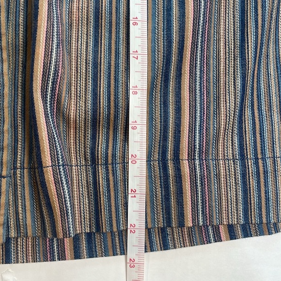 Dress Barn Women’s Vertical Striped Button Down Top Bronze Buttons Boxy Flaw XL - Picture 14 of 14